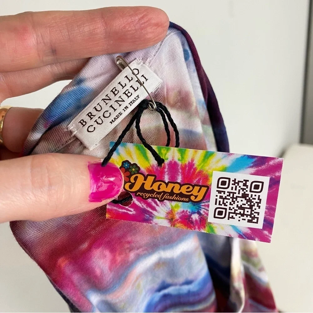 Brunello Cucinelli Long Muscle Tee Shirt Womens Size Small Custom Tie Dye Geode - Picture 7 of 12